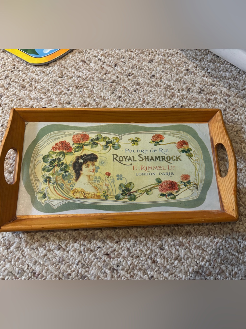 Small Art Nouveau style wooden serving tray